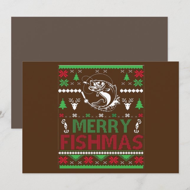 FISKE Fula julkläder Abborre Fisk, God Julfisk Inbjudningar (Fram/baksida)
