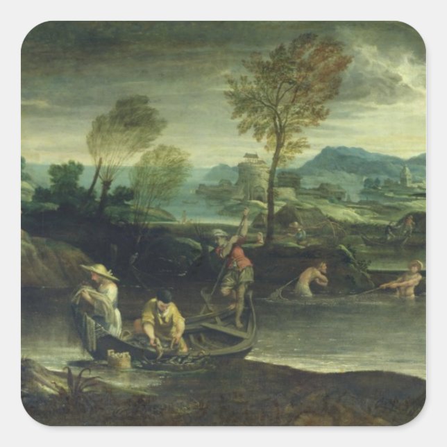 Fiske Fyrkantigt Klistermärke (Framsida)