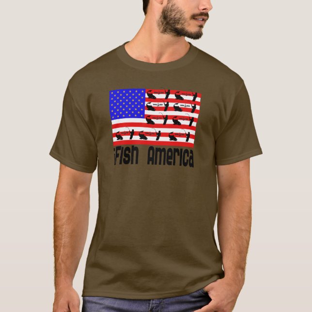 Fiske Gift i Fish America America T Shirt (Framsida)