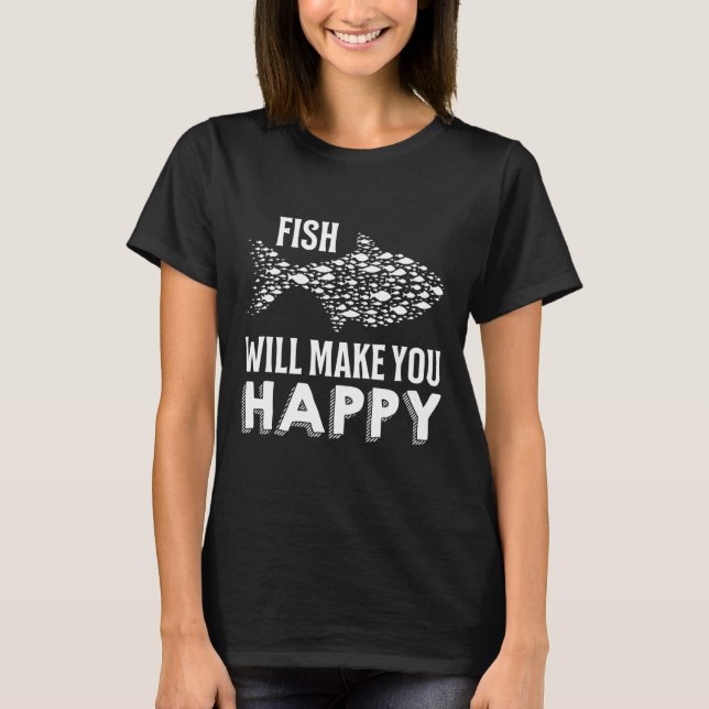 Fiske gör att fiskaren i Lycklig blir av T Shirt (Framsida)