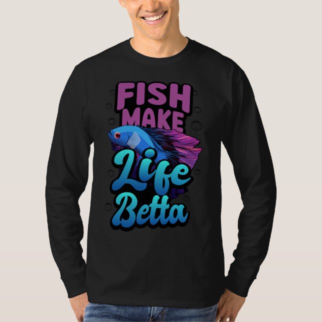 Fiske gör Life Betta Lila Betta Fisksoffert T Shirt (Framsida)