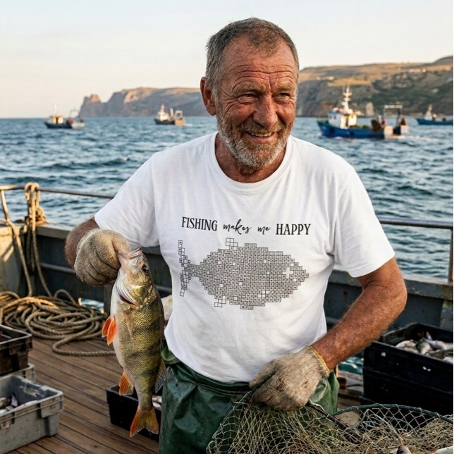Fiske Gör Mig Glad Rolig Korsord Fisk  T Shirt (Skapare uppladdad)