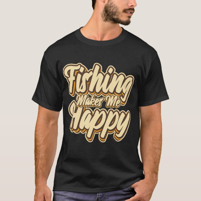 Fiske gör mig glad typografi t shirt (Framsida)