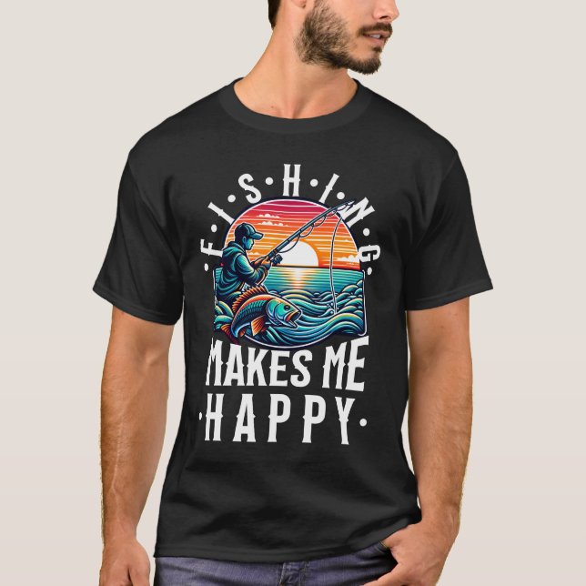 Fiske gör mig Lycklig T Shirt (Framsida)