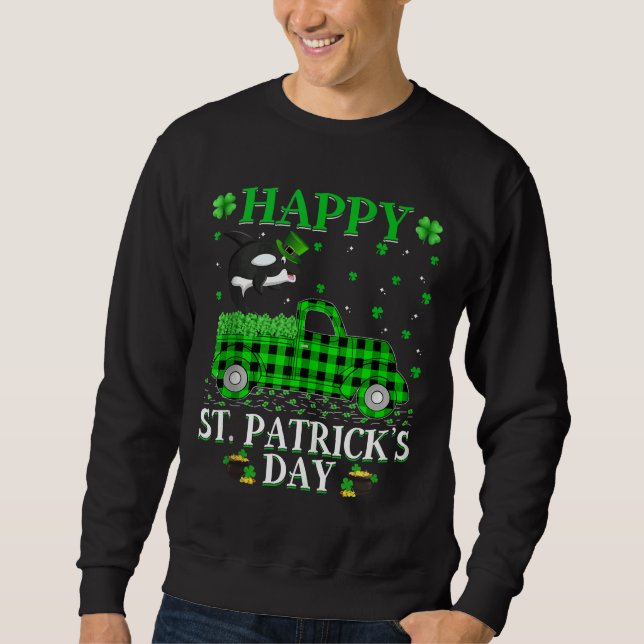 Fiske Grönt Lastbil Orca Fish St Patrick S Day Tan Lång Ärmad Tröja (Framsida)