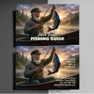 Fiske Guide Fiskare Fisk Sjö Ocean Visitkort