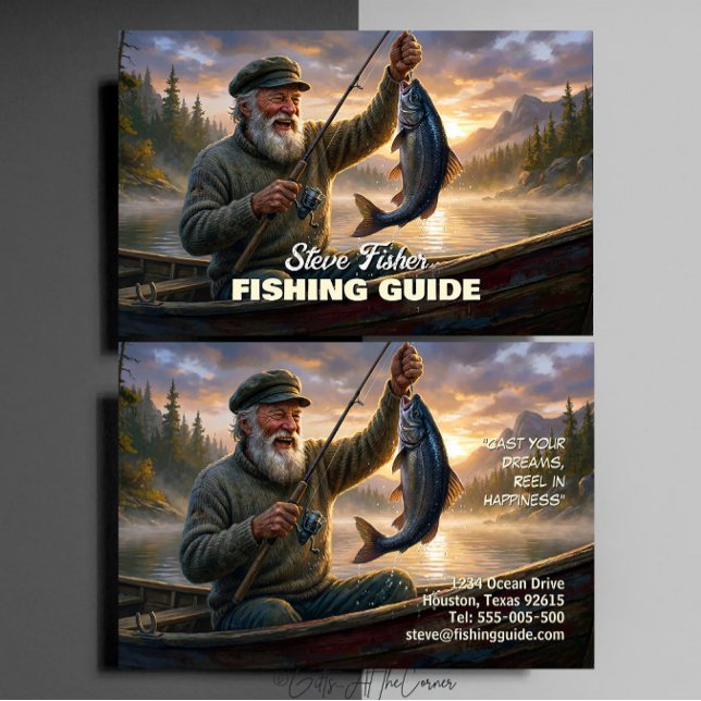 Fiske Guide Fiskare Fisk Sjö Ocean Visitkort (Skapare uppladdad)