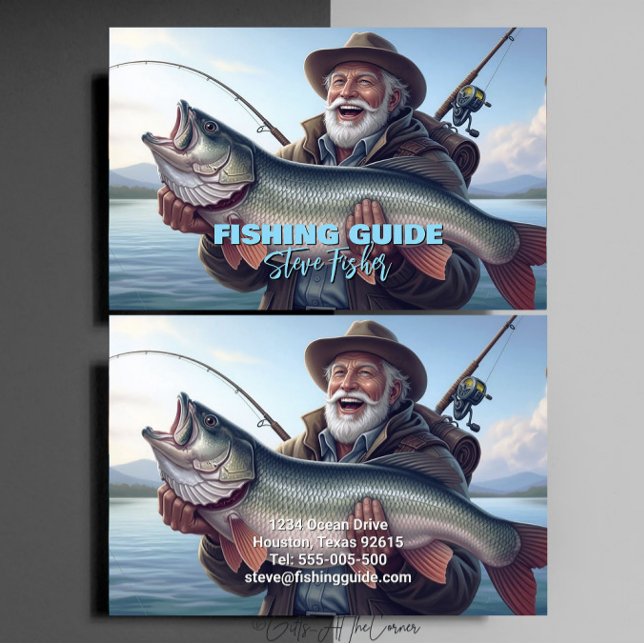 Fiske Guide Fiskare Fisk Sjö Ocean Visitkort (Skapare uppladdad)