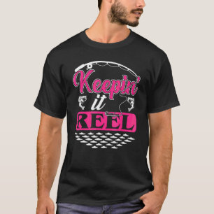 Fiske Håller Det Reel Bass Fisk Söt Tonårig Tjej K T Shirt
