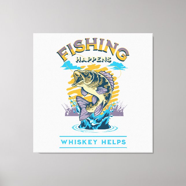 Fiske händer. Whisky hjälper! Canvastryck (Framsida)