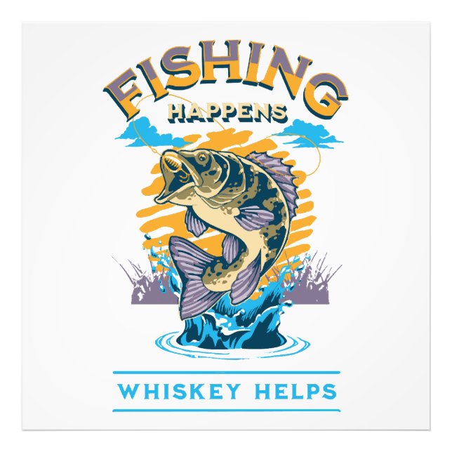 Fiske händer. Whisky hjälper! Fototryck (Framsidan)