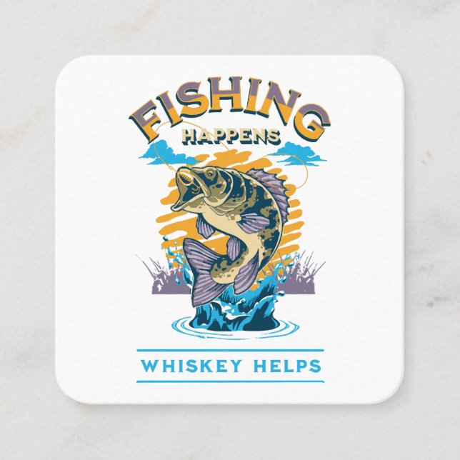 Fiske händer. Whisky hjälper! Fyrkantigt Visitkort (Framsida)