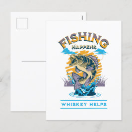 Fiske händer. Whisky hjälper! Helg Vykort