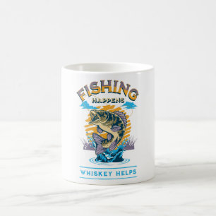 Fiske händer. Whisky hjälper! Kaffemugg