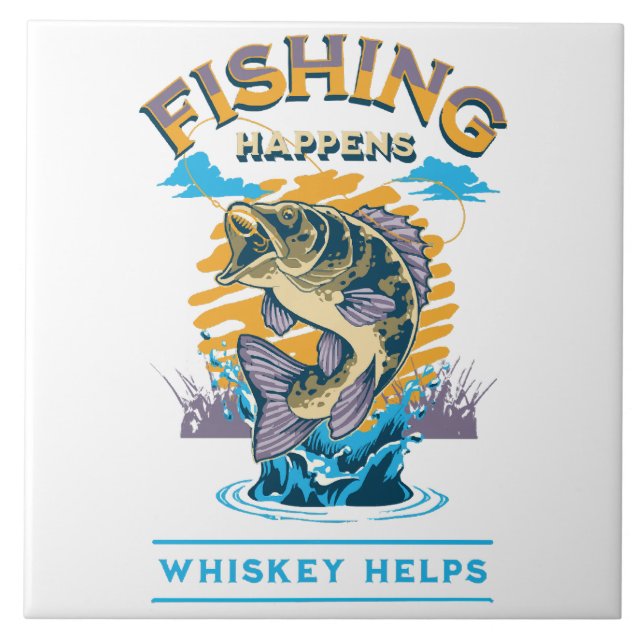 Fiske händer. Whisky hjälper! Kakelplatta (Framsidan)