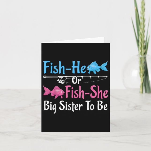 Fiske-he eller Fish-she Big Sister Gender Reveal B Kort (Framsida)