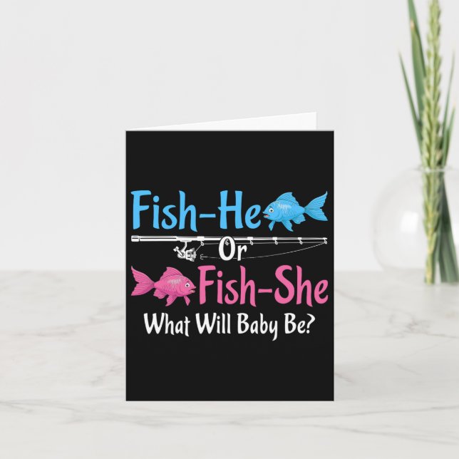 Fiske-he eller Fish-she Gender Reveal Baby Kort (Framsida)