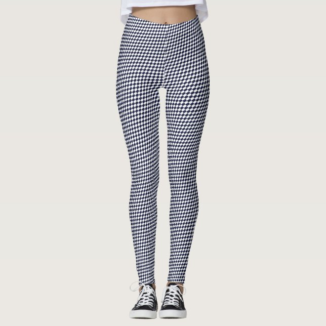 Fiske Houndstooth Navy and White Leggings (Framsida)
