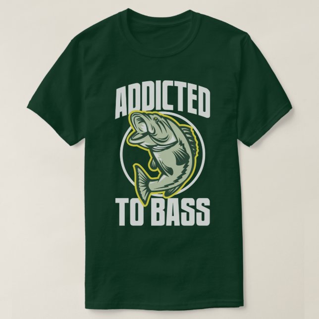 Fiske Humor Beroende till Bass Funny Angling Tee (Design framsida)