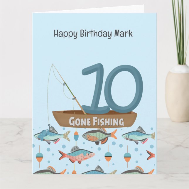 Fiske i Älskare 10:e födelsedagen Kort (Framsida)