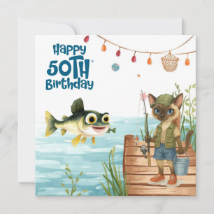 Fiske i älskare 50-årsdag Fiskens vattenfärg Kort
