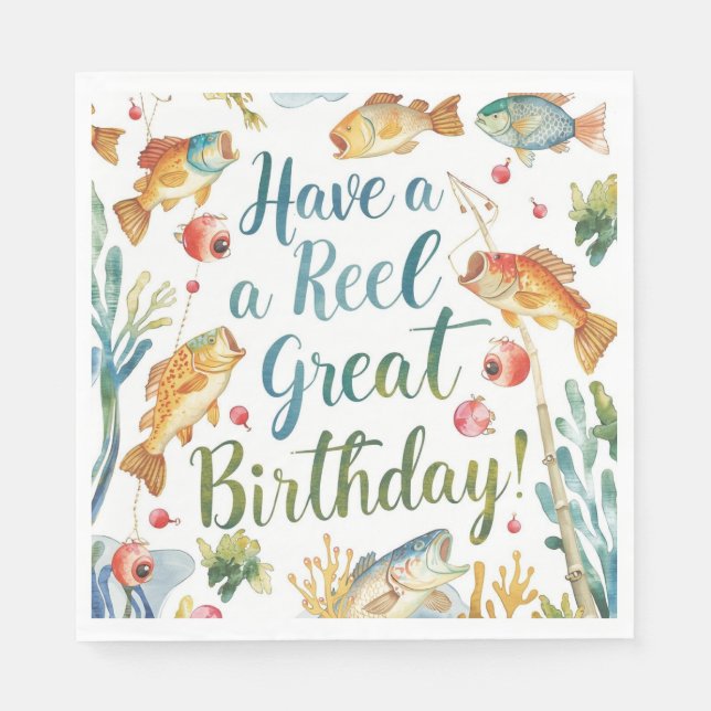 Fiske i Älskare Födelsedag: vattenfärg Pappersservett (Framsidan)