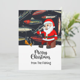 Fiske i Älskare Jul Helgdag med Jultomten Julkort