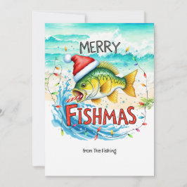 Fiske i Älskare Jul Helgdag med Jultomten Julkort