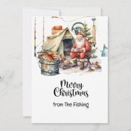 Fiske i Älskare Jul Helgdag med Jultomten Julkort