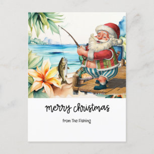 Fiske i Älskare Jul-Helgdag med Santa Fish Helg Vykort