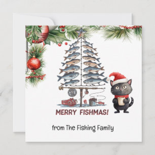 Fiske i Älskare Jul Jultomten Cat Lovers Julkort