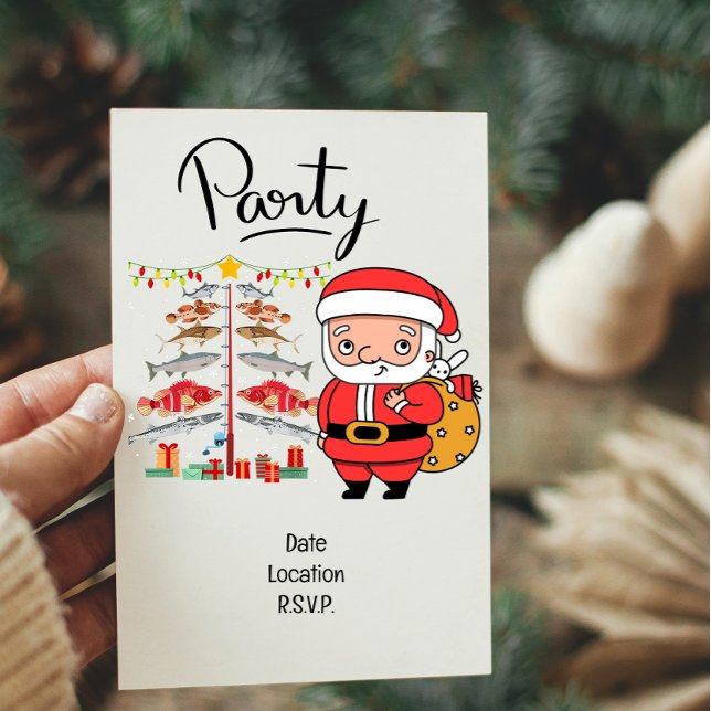 Fiske i Älskare jul med Jultomten Inbjudan (Skapare uppladdad)