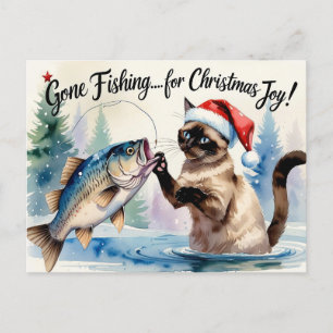 Fiske i Älskare - jultema för kattälskare Helg Vykort