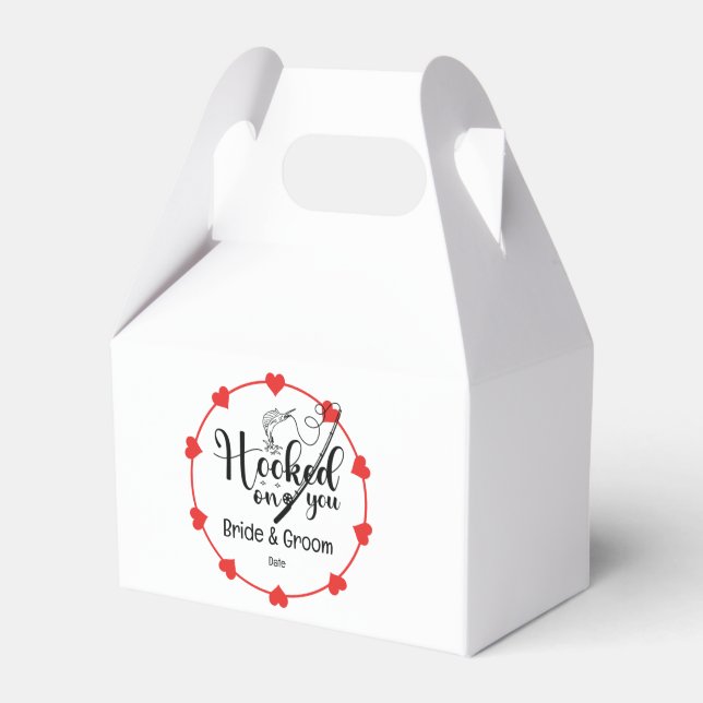 Fiske i Älskare Krok vid Bröllop Presentaskar (Framsidan Sidan)