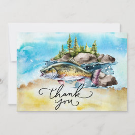 Fiske i Älskare, vattenfärg stil Tack Kort