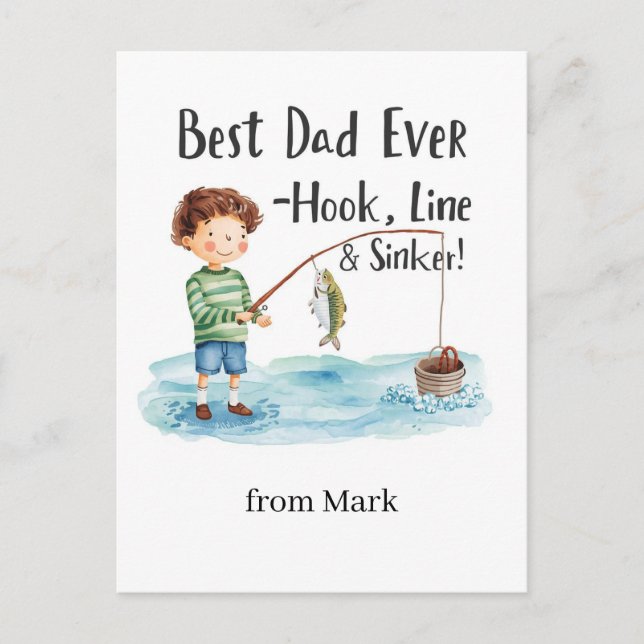 Fiske i Älskare, vattenfärg stil Tack, tack, Vykort (Framsida)