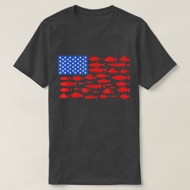 Fiske i Amerika Manar Kvinnor i Flagga 4 juli T Shirt (Design framsida)