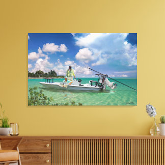 Fiske i Bahamas, flygtillstånd Canvastryck