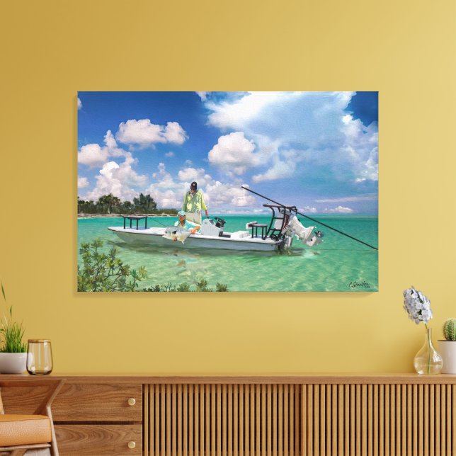 Fiske i Bahamas, flygtillstånd Canvastryck (Insitu (Vardagsrum))