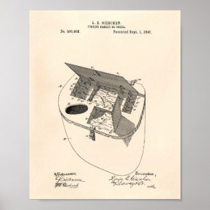 Fiske i Basket 1896 Patent Art Old Peper Poster