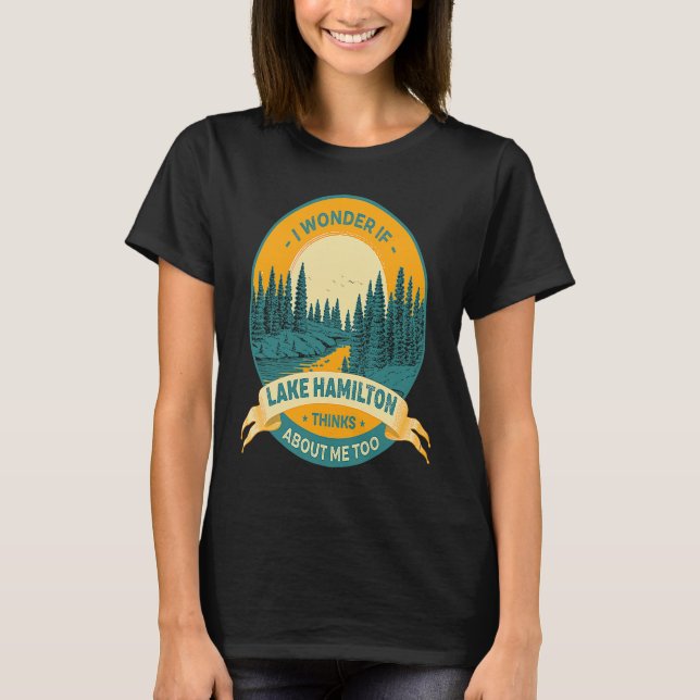 Fiske i Boating Camping Sjö Vacation Sjö Hamilto T Shirt (Framsida)