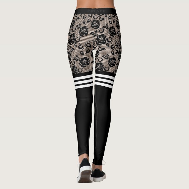 Fiske i Faux Black Ro Snöre över Knestrumpen Leggings (Baksida)
