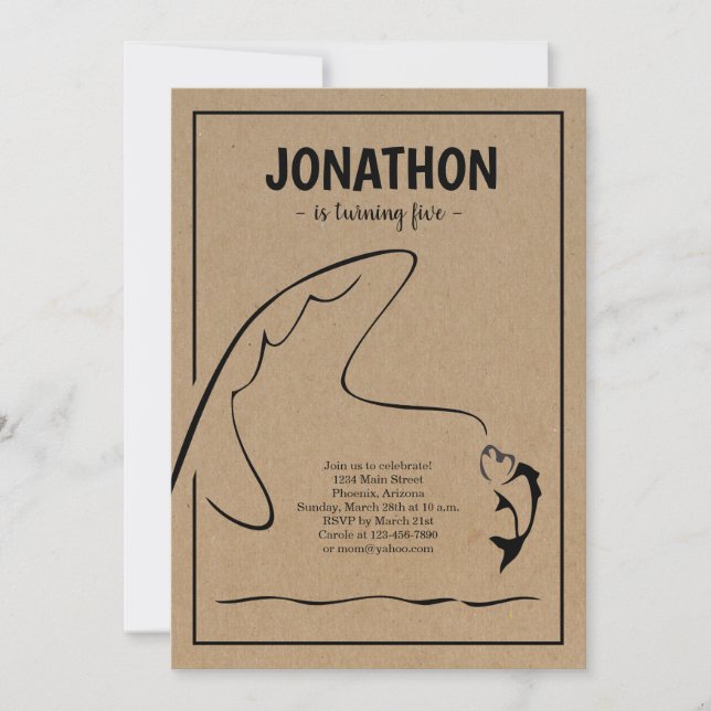 Fiske i Födelsedagsfest inbjudan (Framsida)