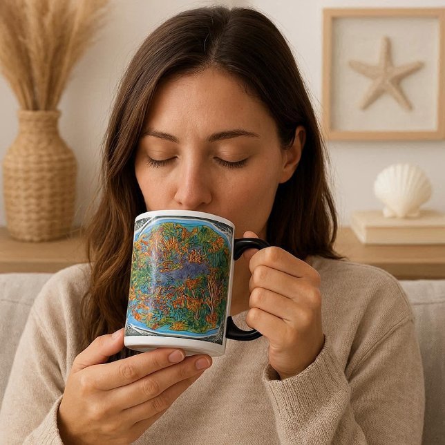 Fiske i Oceanens Abstrakt Art Magisk Mugg (Fish in the Ocean Abstract Art Color Morph Mug)