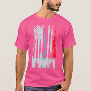 Fiske i Rod Pistol Hjort Flagga (på baksidan) T Shirt