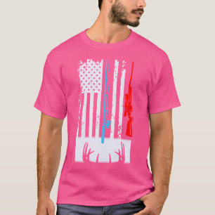 Fiske i Rod Pistol Hjort Flagga T Shirt