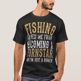 Fiske i Slogan Fiske räddade mig Fisherman Funy Fi T Shirt