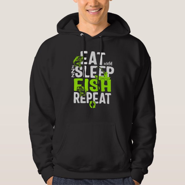 Fiske i sömn fisk Upprepa För manar fiskare Fa Hoodie (Framsida)