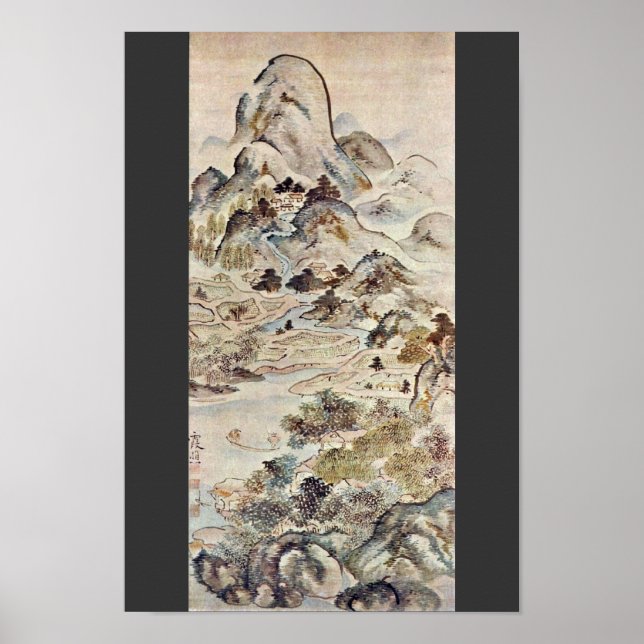 Fiske i Springtime efter Taiga Ikeno (bästa kvalit Poster (Framsidan)