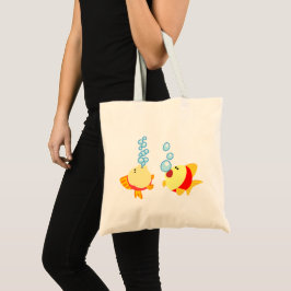 Fiske i Tecknaden Cute Bubbling Tote Bag Tygkasse